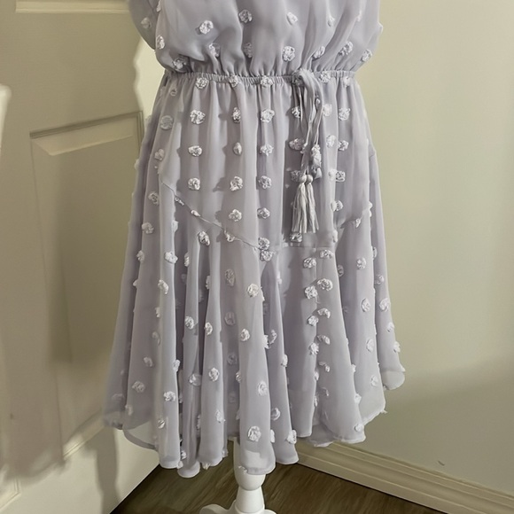 She+Sky Women's V Neck Elastic Waist lavender Polka Dot Dress Size Large - Picture 3 of 7